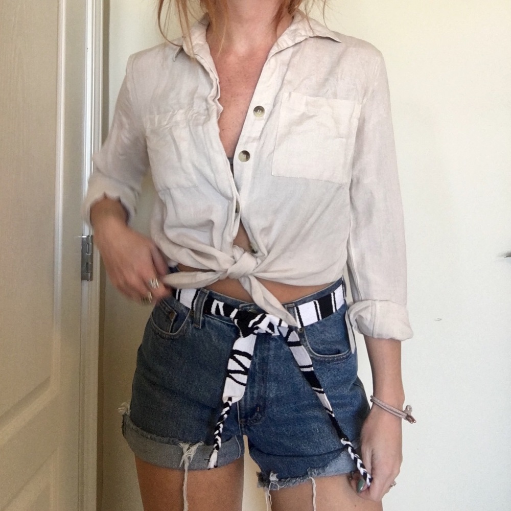 Free People black and white tie belt